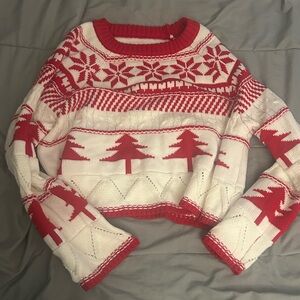 SHEIN Women's Red and White Winter sweater shirt